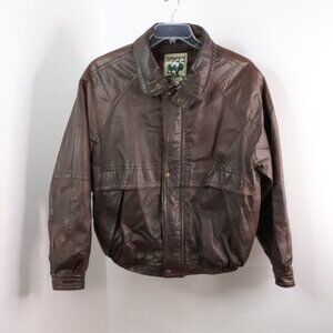 Vintage Gordon & Ferguson Men's L Brown Distressed Leather Bomber Coat Jacket